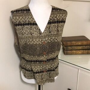Vintage Women's Patterned Sleeveless Vest Waistcoat Size M